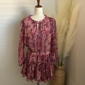 Sincerely Ours Freya Colorful Full Skirt Mini Dress With Long Sleeves Size S